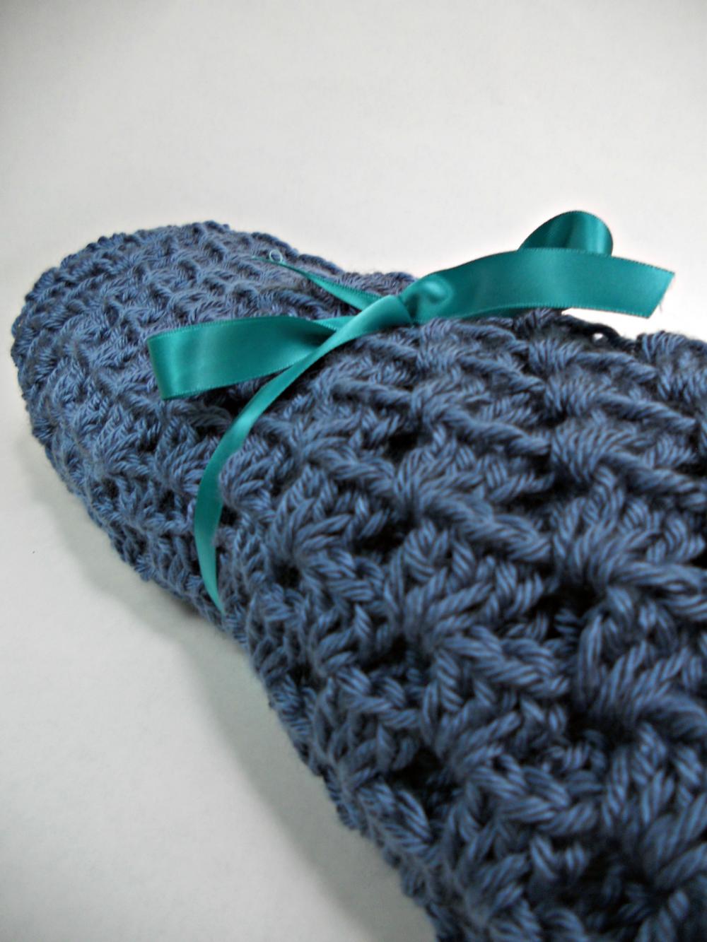 Crochet Baby Blanket Denim Blue