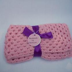 Pink Crocheted Baby Blanket