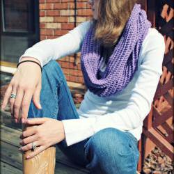 Infinity Scarf Crochet Purple Wool